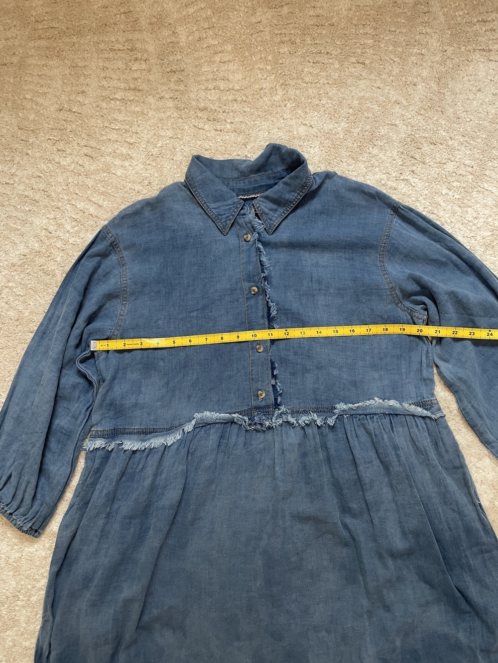 Anthropologie 100% Cotton Chambray Tiered Maxi Dress in Light Blue Size L - Picture 8 of 11